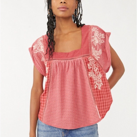 Free people Half Moon Stripe Shirt/Electric Pop - Picture 2 of 3